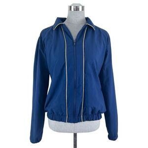 Vintage Quantum Sportswear Women's Blue Jacket with Gold Trim Union Made Size S